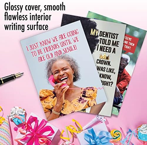 NobleWorks Assortment Pack of 3 Hysterical Birthday Greeting Cards with Envelopes for Men and Women (3 Designs, 1 Each) Sassy Sistas VC8137BDG-C1x3-ET