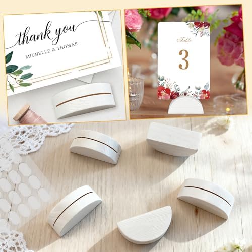 24Pcs White Wood Table Number Stands, Wood Place Card Holders