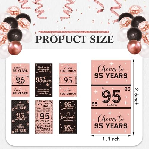 Tenare 90 Pcs 95th Birthday Candy Wrappers, Pink Stickers