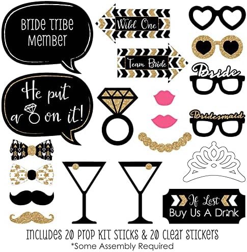 Bride Tribe Bridal Shower Photo Booth Prop Kit, DIY Cardstock Props - 20pc