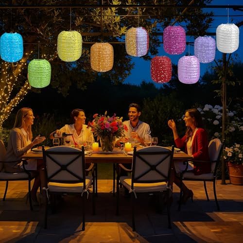 10Pack Paper Lanterns Chinese Lunar New Year Decorations 2026 Japanese Hanging Paper Lanterns with LED Lights Sticks Tassels 6.3Inch for Spring Festival Valentine's Day Wedding Asian Home Party Decor
