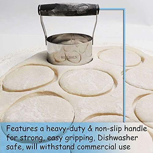 HULISEN 3 inch Biscuit Cutter, Stainless Steel Round Cookies Cutter with Soft Grip Handle, Gift Package (Pack of 2)