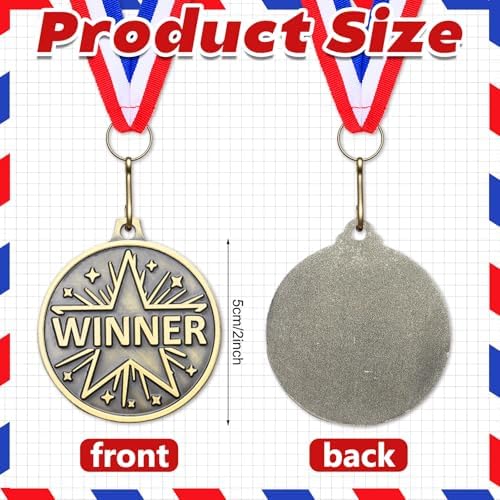 Quelay 30 Pcs Gold Star Awards Medals 2" Ribbons