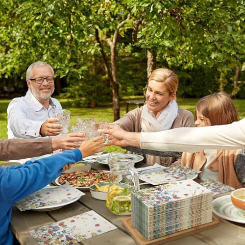 Seajan 200 Pcs Wildflower Guest Towels Disposable Paper Hand Napkins