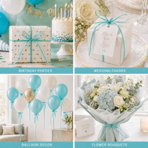 BEISHIDA 500 Yards Matte Teal Blue Curling Crimped Ribbon Balloon String Ribbons for Gift Wrapping Ribbon for Wedding Christmas Proposal Birthday Baby Shower Decoration