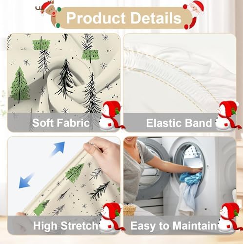 Christmas Tree Chair Covers Set of 4, Stretchable Dining Chair Slipcovers with Snowflakes for Holiday Décor