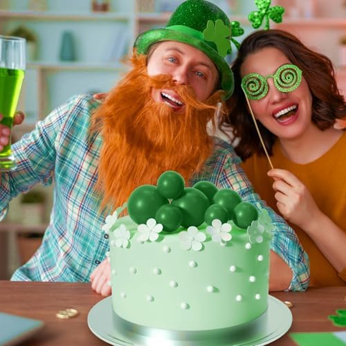 ASTARON 20 Pcs Dark Green Balls Cake Topper Decorations for Birthday Cake