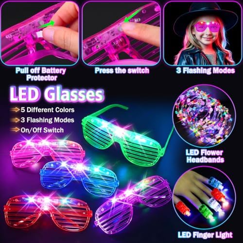 OLUPP 322Pcs Glow in the Dark Party Supplies, Kids Halloween Party Favors