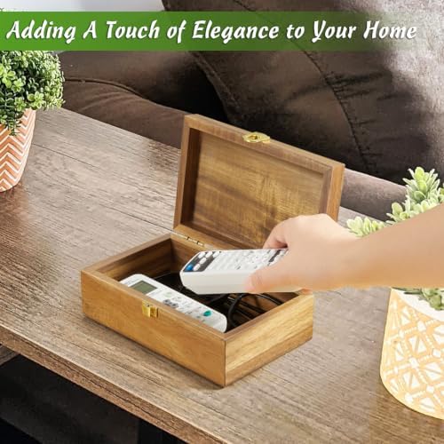 DRASTAR Small Decorative Box, Acacia Wood Box,Keepsake Box with Lid, Trinket Gift Box
