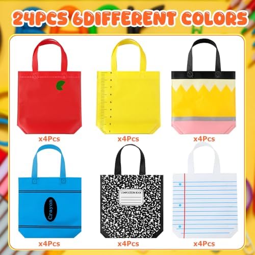 Hosuly 24 Pcs Back to School Gift Bags School Tote Bags Bulk