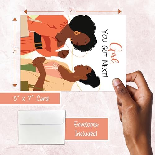 African American Greeting Cards Assortment Box – 18 Cards with Envelopes, Birthday, Friendship & Thank You Notes – Gift for Women