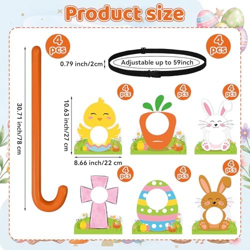Vicenpal 32 Pcs/4 Set Easter Tail Game Easter Party Games Adults Family Cane Tail Funny Family Night Activities Outdoors Indoor Birthday Baby Shower Bachelorette Party Supplies Favors