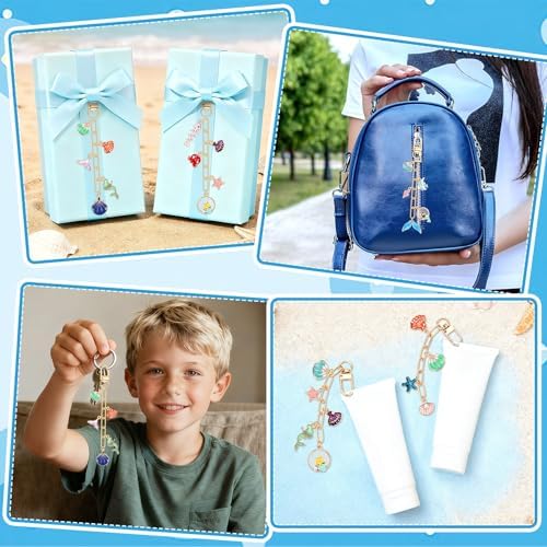 AUGSUN 189Pcs Ocean Keychain Making Kit Summer Beach DIY Keychain Craft
