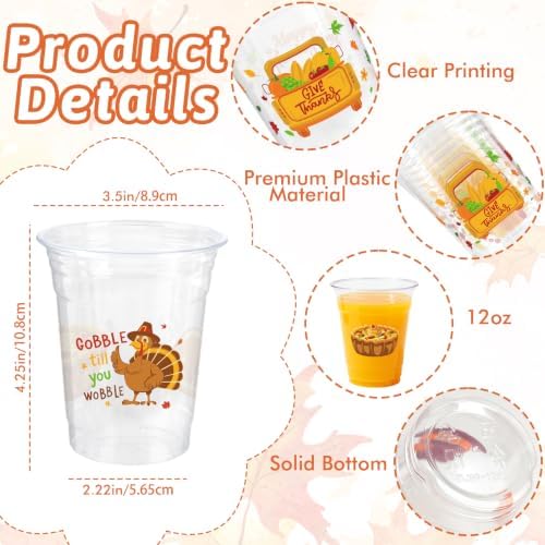 Disposable Thanksgiving Clear Plastic Cups, Bulk