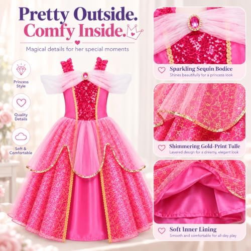 Meland Light Up Princess Dress for Girls Ages 3-10, Halloween Costume Party
