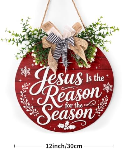 Harooni Religious Christmas Door Sign for House 12x12 inch