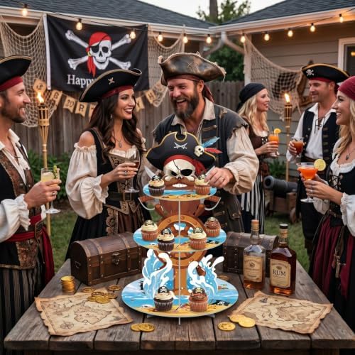 3 Tier Pirate Cupcake Stand Decoration Pirate Birthday Party Decor