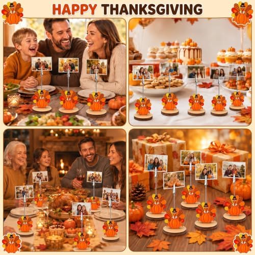 RattanView 24 Pcs Turkey Picture Holders Fall Photo Holder for Centerpieces