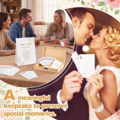 AceOrbit 57 Pack Golden Wedding Guest Book Playing Card Set with Wooden Box