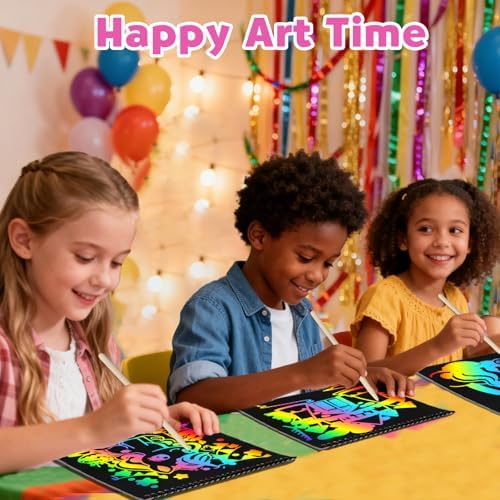ZMLM Scratch Paper Art-Crafts Gift: 2 Pack Rainbow Notebooks Supplies Toys