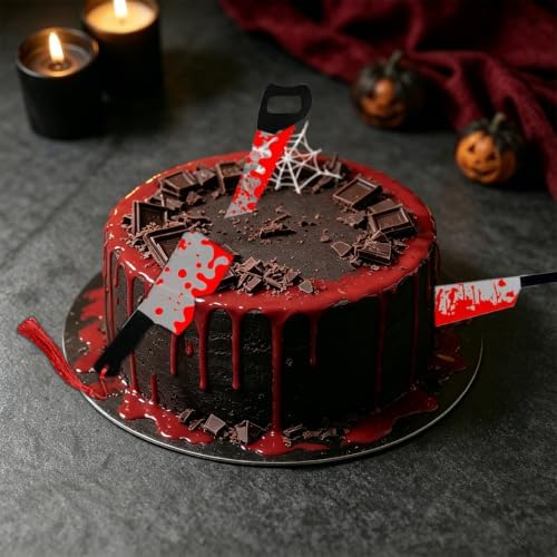 Halloween Bloodstain Knife Cake Toppers Horror Cupcake Toppers, Spooky Themed Cake Decorations, for Party Decor, 6 Pcs