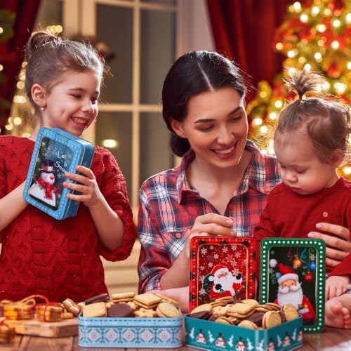 Landhoow 12 Pcs Christmas Cookie Tins with Lids for Gifts Candy,Rectangle