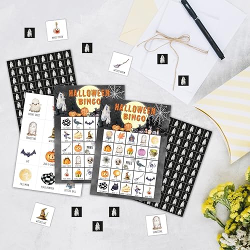 Halloween Bingo Games Cards for Adults, Cute Ghost Bingo Cards for Party, Halloween Party Decorations Favors Supplies, Spooky Pumpkin Games for Family Friends, Holiday Game for 24 Players -14