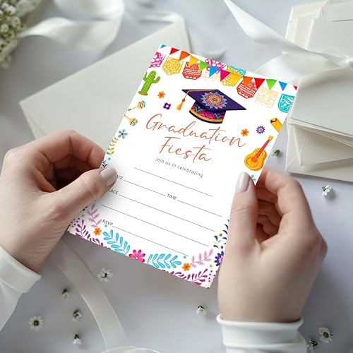 4x6 2026 Graduation Fiesta Invitations (20 Cards + 20 Envelopes) - Mexican Fiesta Grad Party Invites.(016)