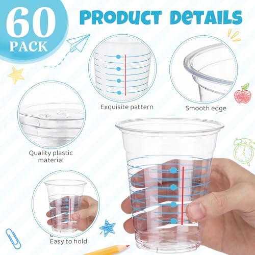 Funnymoom 60 Pack Back to School Cups, Blue Notebook Design, 12oz