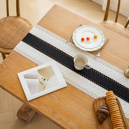FEXIA Farmhouse Table Runner for Home Decor 12x60 Black Fall Home Decor