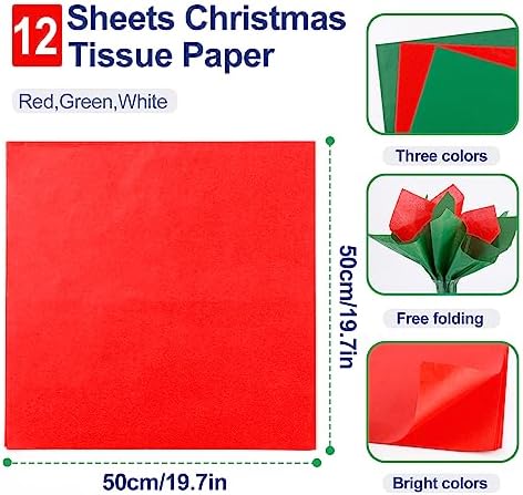YANGTE 12 Pack 13" Large Christmas Gift Bags with Tissue Paper, Reusable Non-Woven Christmas Bag with Handles for Presents Wrapping, Shopping Xmas Party Supplies