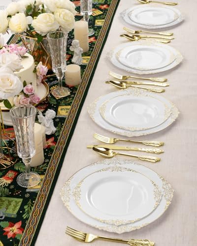 Goodluck 150 Pack Gold Plastic Silverware Set, Heavy Duty Cutlery