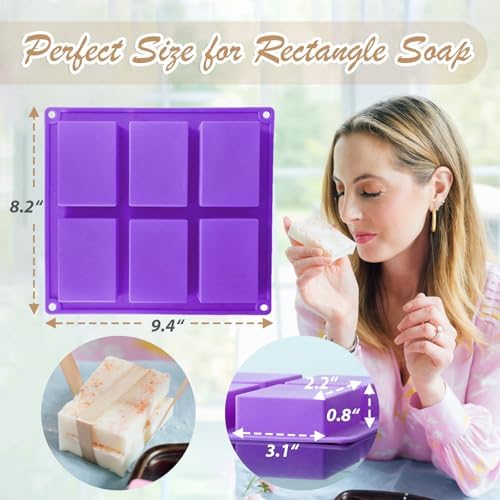 HKNMTT 3Pcs Rectangle Soap Molds 6-Cavity Silicone Mold for Handmade Craft