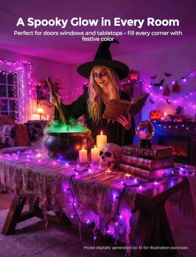 20FT Purple Outdoor Halloween String Lights for Indoor Haunted House Decor