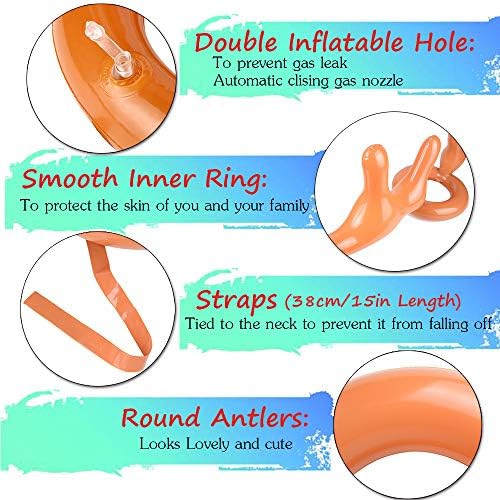 Christmas Games for Family Party, 4 Pack Inflatable Reindeer Antler Ring Toss Game Great Christmas Games for Adults and Kids