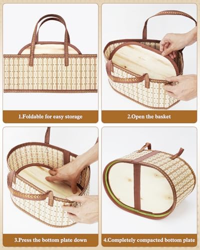 Erlsig 3 Set Baskets for Gifts Empty, Woven Bamboo Gift Basket Kit