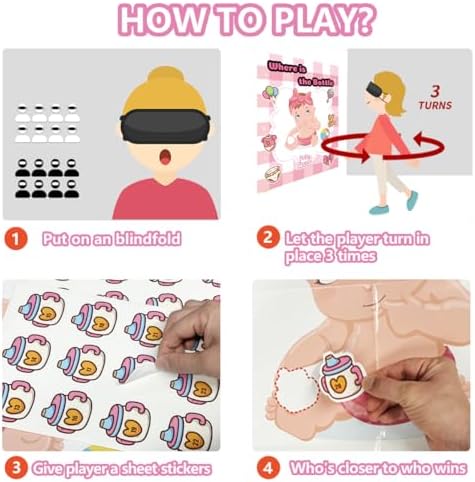 Pin The Pacifier on The Baby Game - Shower Games, Funny Activities, Party Supplies Favors for Adults, Girl, Boy