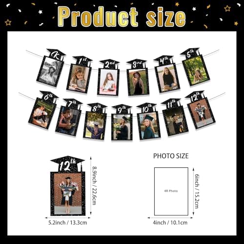 Graduation Decorations 2026 Party Supplies, Pre-strung K-12th Grade Photo Banner, Congrats Grad Class of 2026 We Are So Proud of You