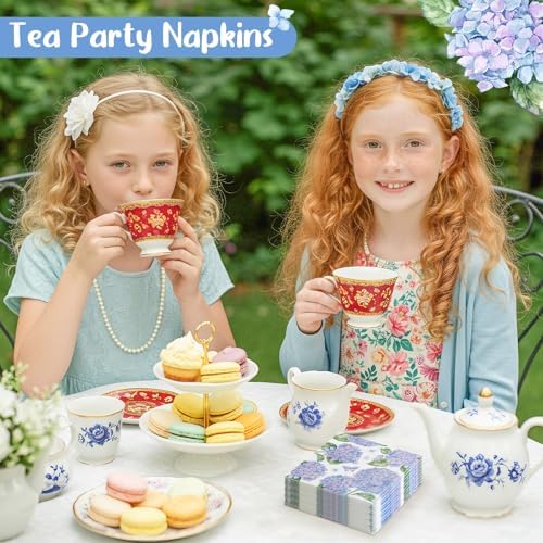 Natnarr 100 Pcs Hydrangea Napkins, 5" Blue Hydrangea Flower Cocktail Napkin