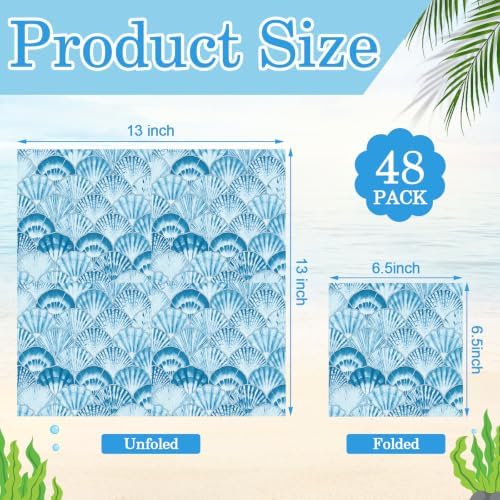 Tenceur 48 Pack 24 Style Blue Coastal Decoupage Napkins for Crafts, 13 inch