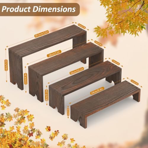 2 Set Wooden Cupcake Stand for Decor, 4 Tiered Display Risers