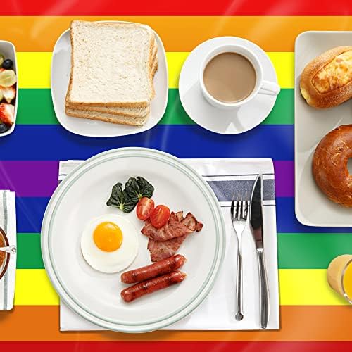 3 Pcs 108" x 54" Disposable Rainbow Tablecloth, Pride Month Table Cloth