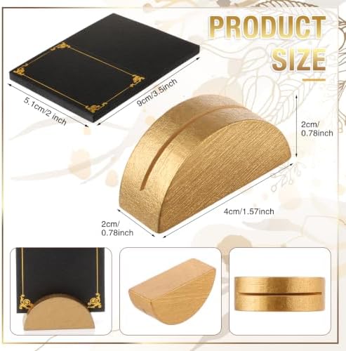 Colingmill 24 Pcs Wooden Table Number Stands with Tented Cards,Gold, Black
