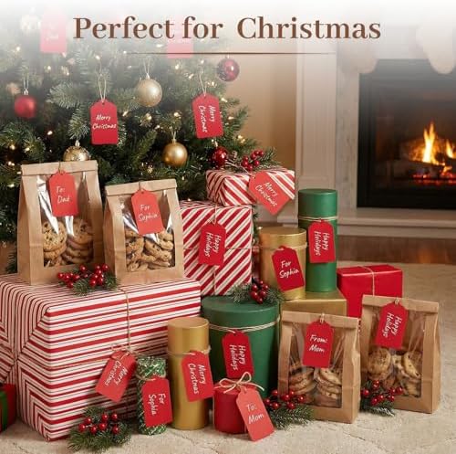 SallyFashion 120PCS Red Gift Tags with String