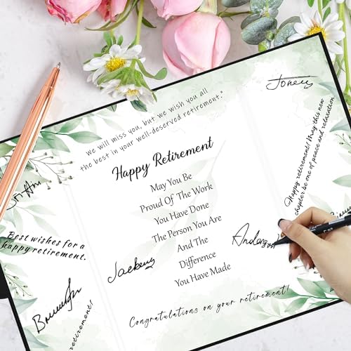 Holkcog Retirement Decorations Watercolor Leaf Retirement Signature Book