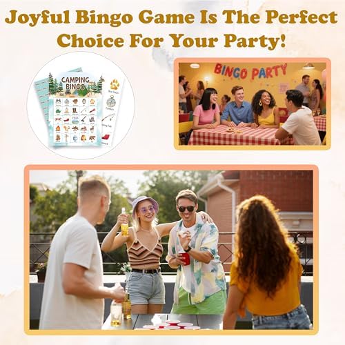 Camping Bingo Game, Nature Bingo Cards Set, Hike Field Trip Outdoor Activities Supplies for Adults, Family Friends Activities Favors Decorations for 24 Player, 01
