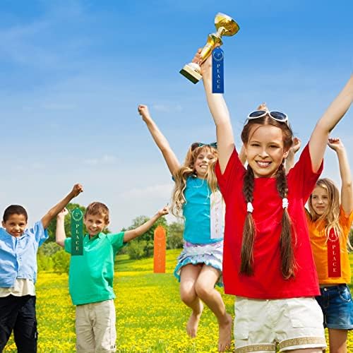 60 Pcs Award Ribbons Set for 1st - 5th, Event Card & Rope Included, Match Prize Place Ribbons Flat Carded for Competitions, Sports Events, School Challenges, Team, 5 Colors