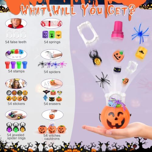 432PCS Halloween Party Favors, Mini Pumpkin Buckets, Halloween Toys