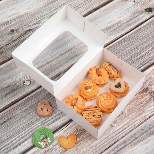 YEKTFS 24Pcs Cookie Boxes with Window, 9x6x3In Bakery Boxes for Gift Giving