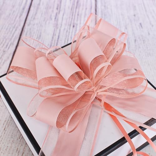 WEWILUCK Pink Bows for Gift Wrapping, Large Pull Bows for Present, Baskets